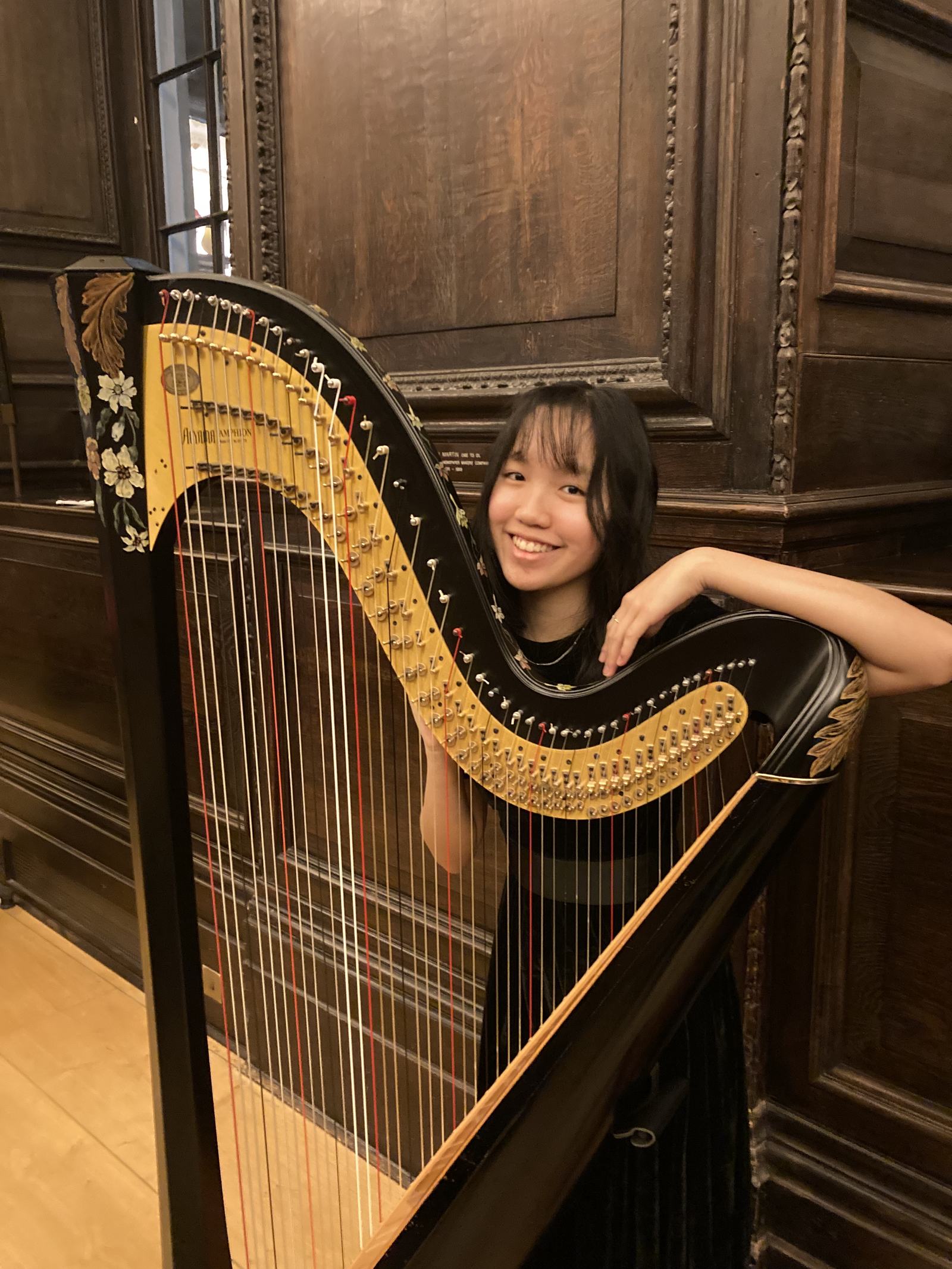 Chloe with her harp