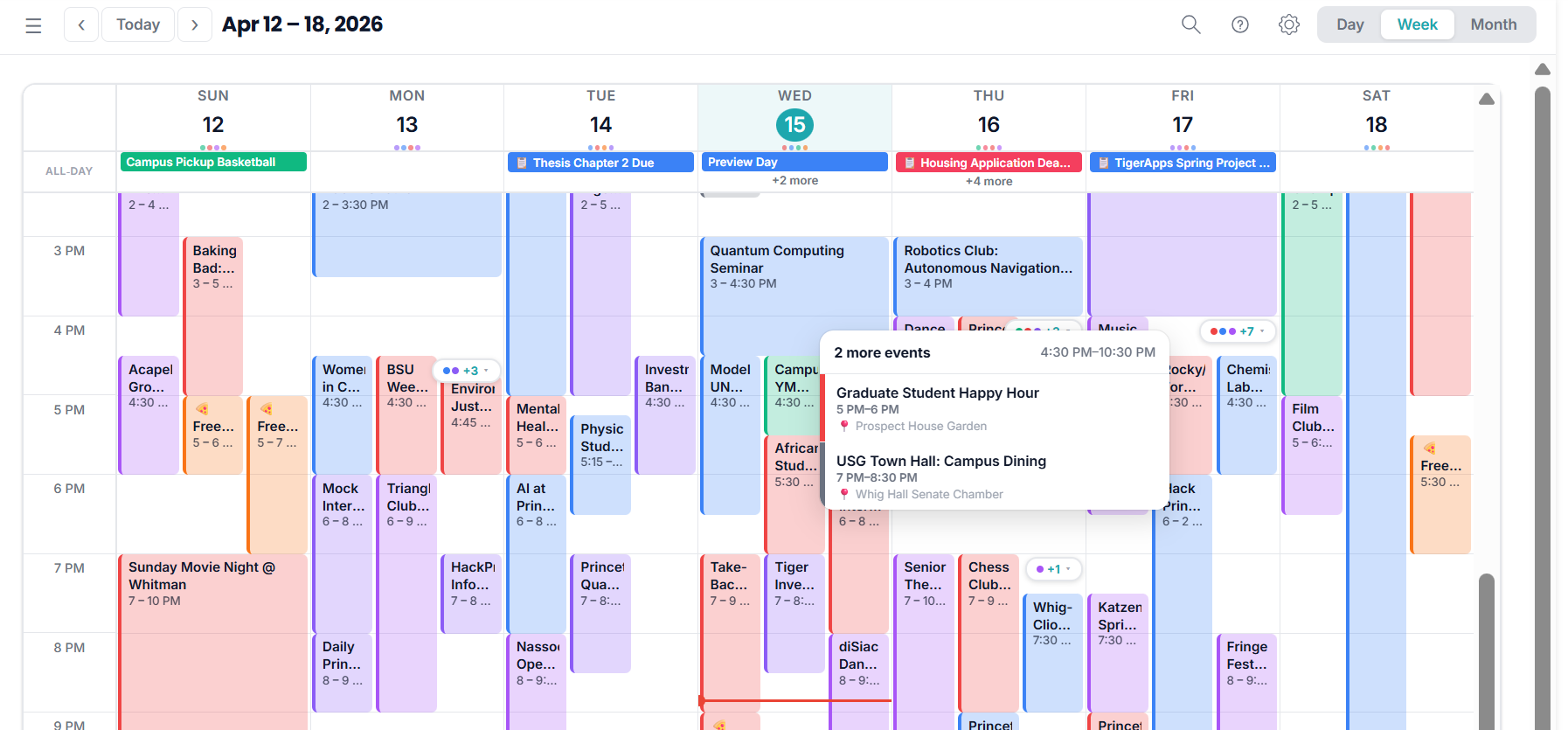 HoagieCalendar beta interface